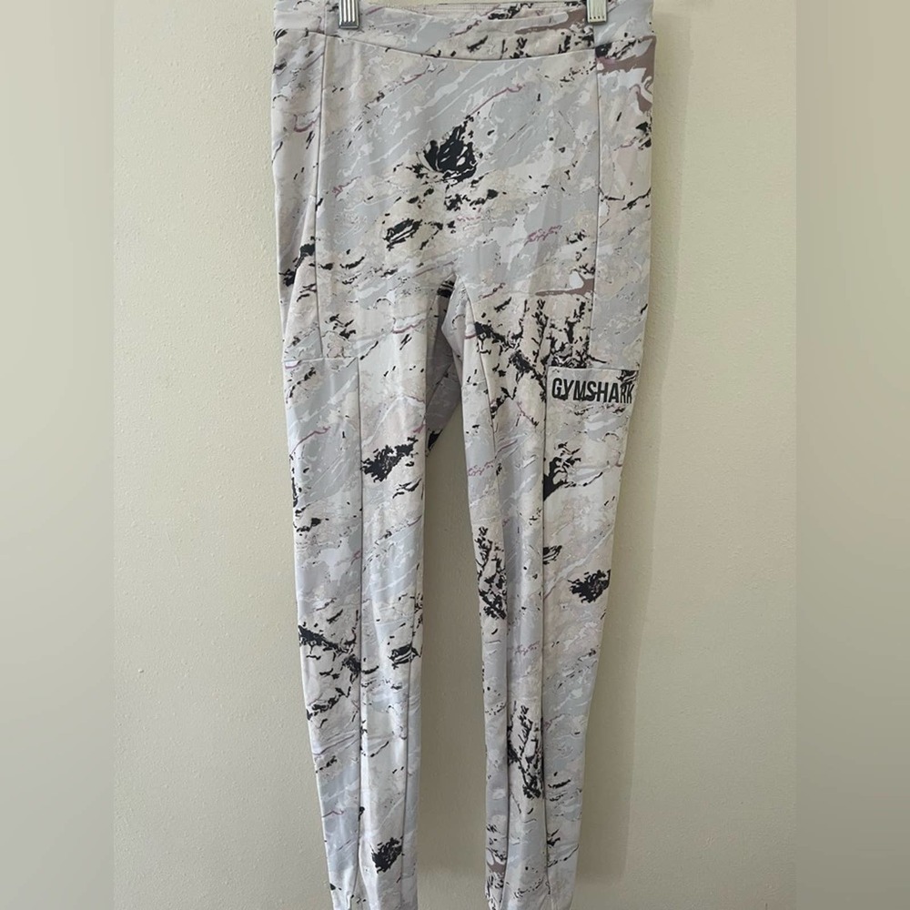 Gymshark Women’s White Camo Splash Activewear Workout Gym Leggings Size Medium